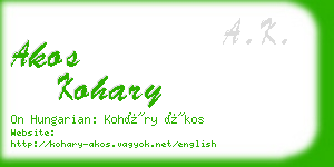 akos kohary business card